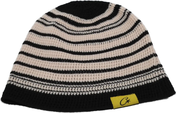 Corteiz Crochet Beanie Skully White/Black Off-White