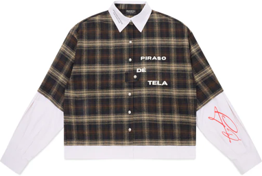 PIRASO DÉ TELA PATCH LAYERED BUTTON UP LONG SLEEVE SHIRT