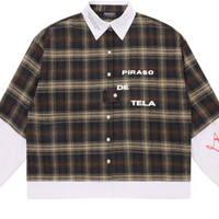 PIRASO DÉ TELA PATCH LAYERED BUTTON UP LONG SLEEVE SHIRT