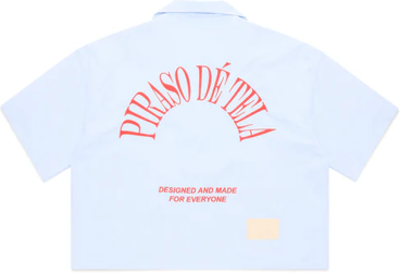 PIRASO DÉ TELA OXFORD BOXY CROP SHIRT BLUE