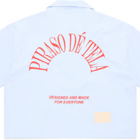 PIRASO DÉ TELA OXFORD BOXY CROP SHIRT BLUE