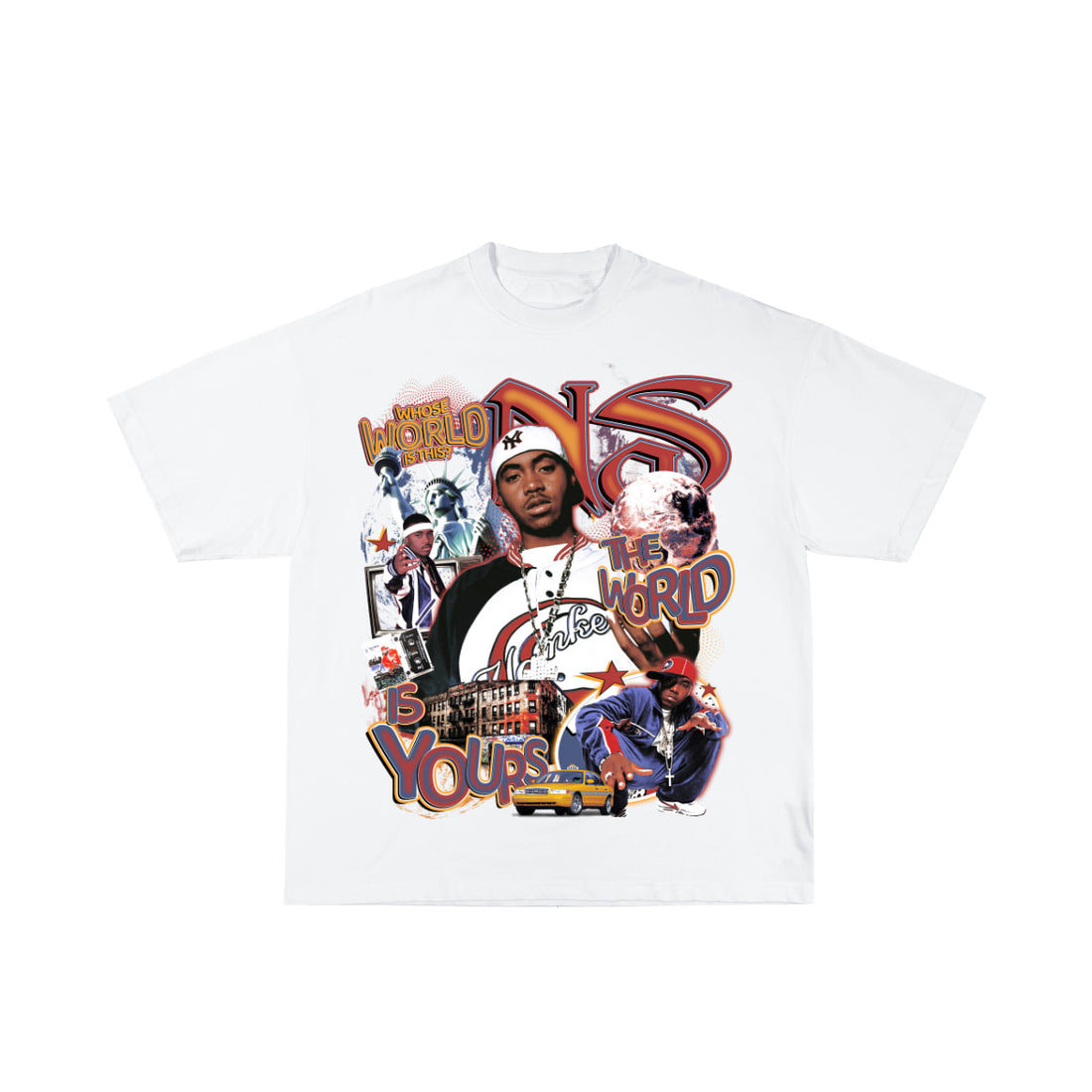 NAS THE WORLD IS YOURS WHITE BOOTLEG TSHIRT