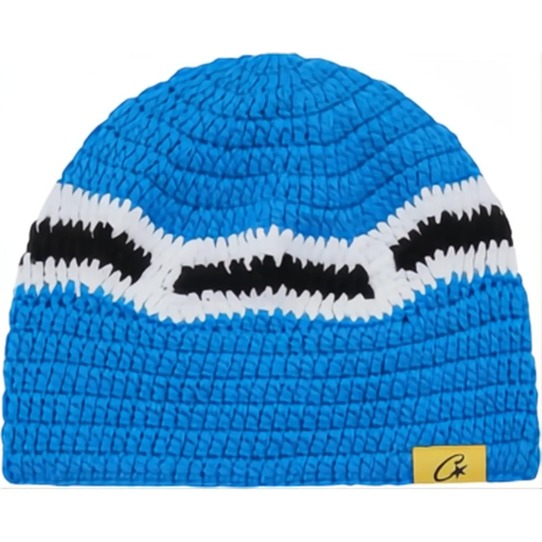 CORTEIZ BIG CROCHET BEANIE BLUE WHITE BLACK