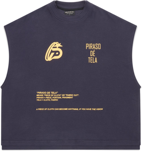PIRASO DÉ TELA VISION BOXY CROP TEXTURED TANK NAVY BLUE