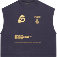 PIRASO DÉ TELA VISION BOXY CROP TEXTURED TANK NAVY BLUE