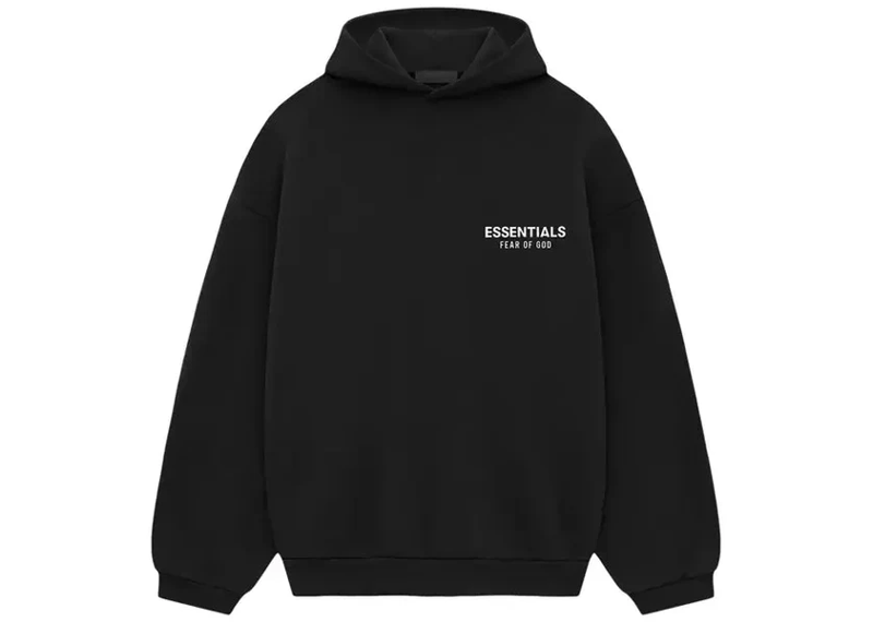 Fear Of God Essentials Fleece Hoodie Black White FW24