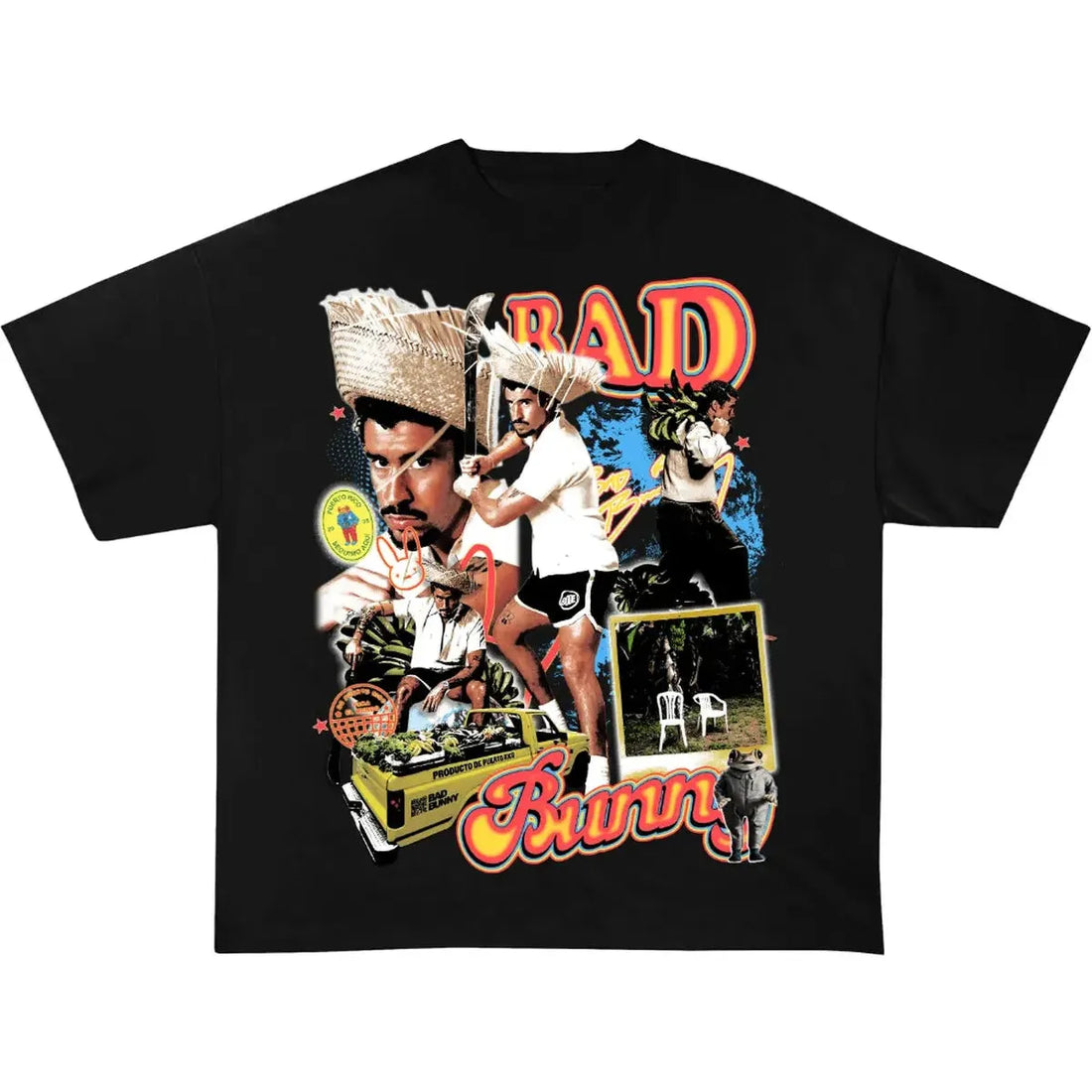 BAD BUNNY FESTIVE BOOTLEG BLACK TSHIRT