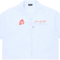 PIRASO DÉ TELA OXFORD BOXY CROP SHIRT BLUE