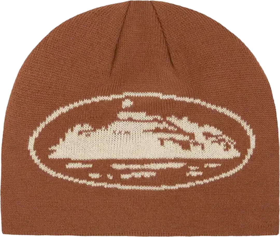 Corteiz Alcatraz Skully Beanie Brown
