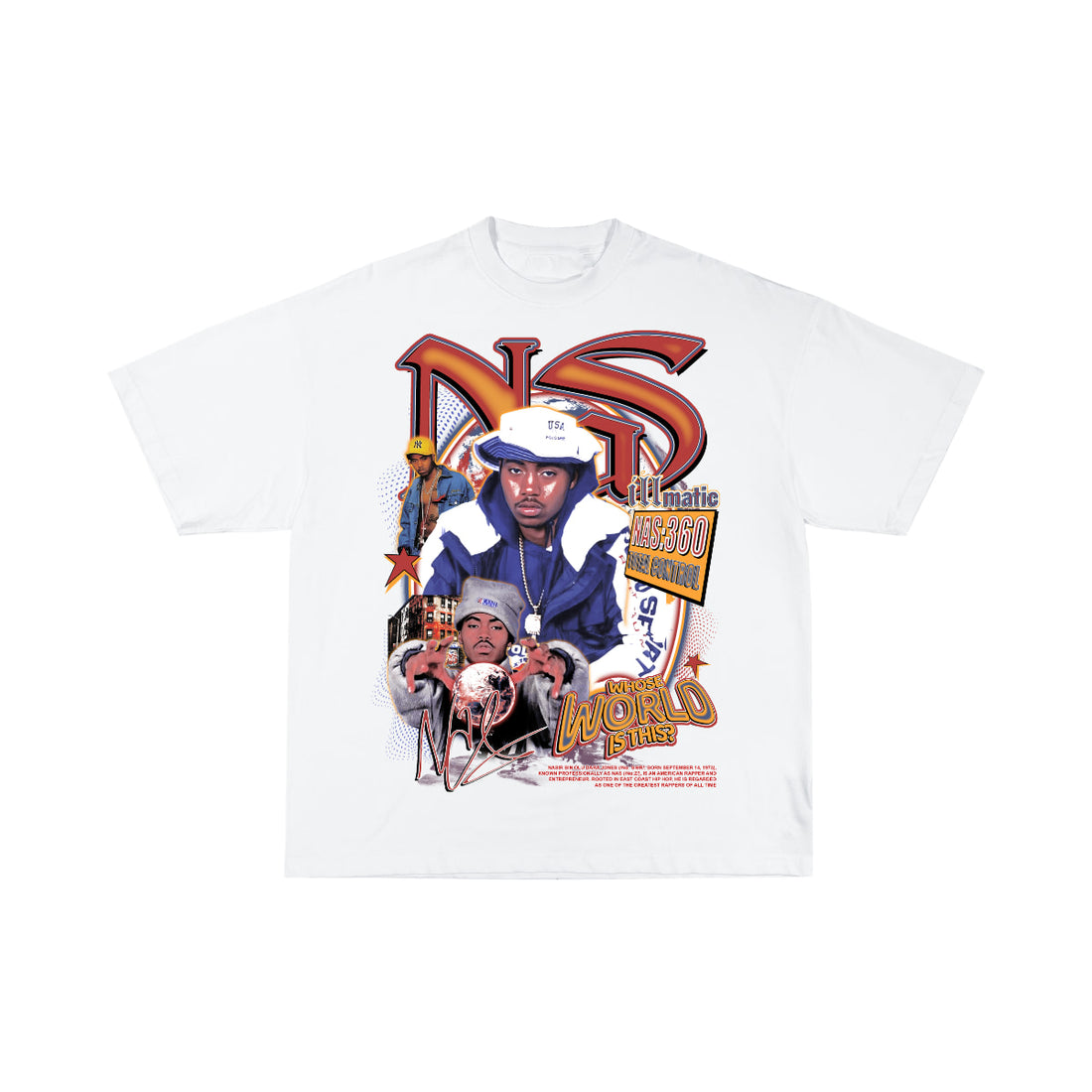 NAS THE WORLD IS YOURS WHITE BOOTLEG TSHIRT