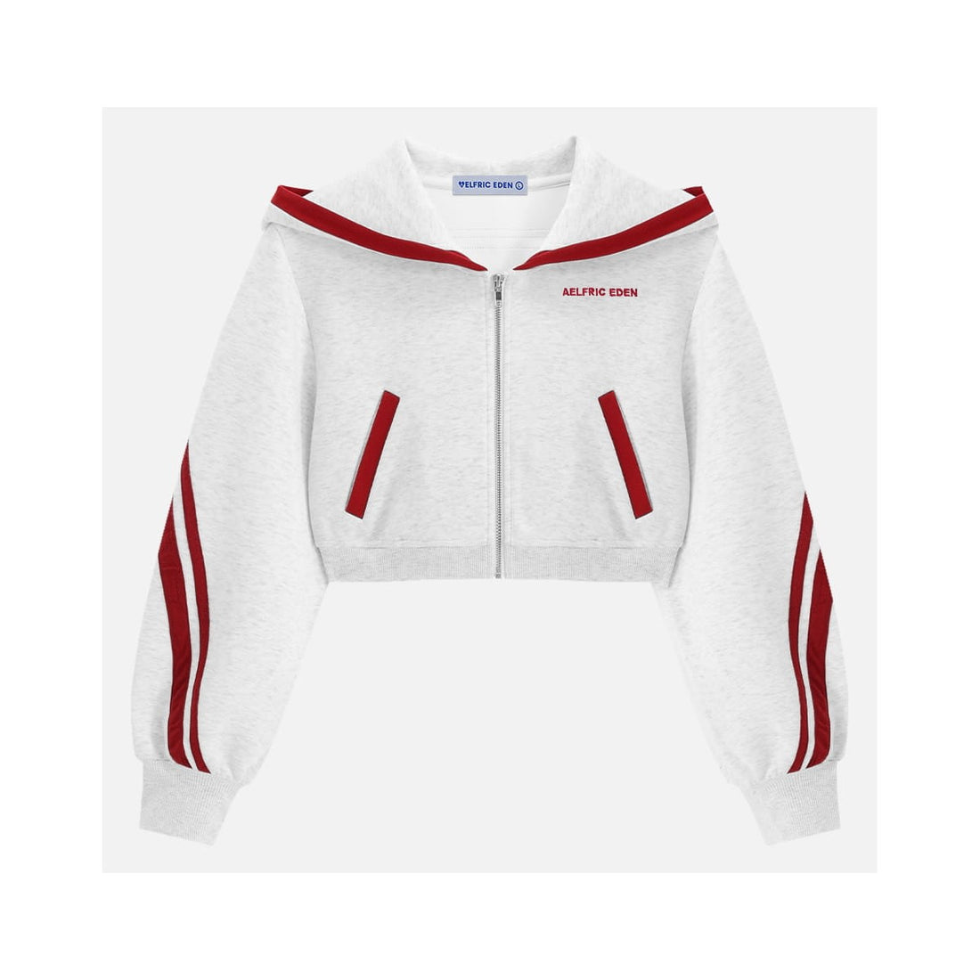 Aelfric Eden Cropped Contrast Stripe Zip Up Hoodie