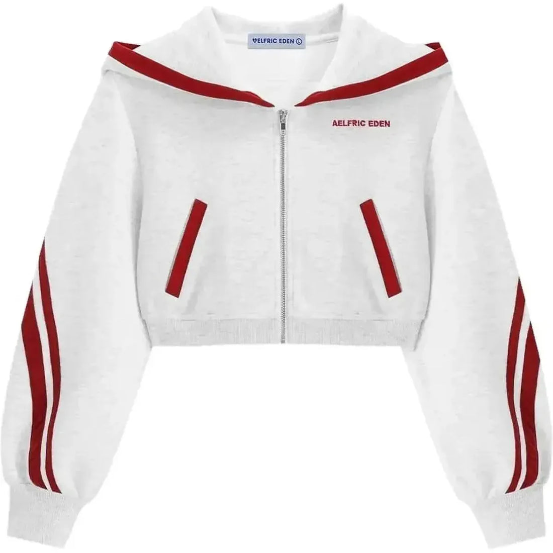 Aelfric Eden Cropped Contrast Stripe Zip Up Hoodie