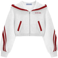 Aelfric Eden Cropped Contrast Stripe Zip Up Hoodie