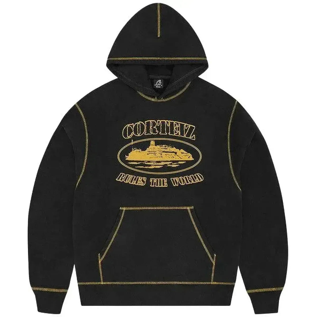 Corteiz Alcatraz Contrast Hoodie 'Black/Yellow'