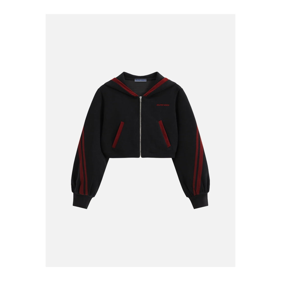 Aelfric Eden Cropped Contrast Stripe Zip Up Hoodie