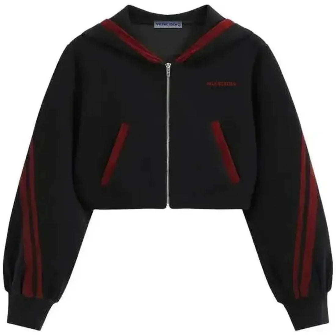 Aelfric Eden Cropped Contrast Stripe Zip Up Hoodie