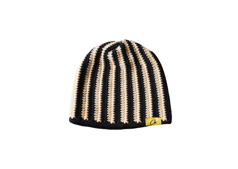 CORTEIZ BIG CROCHET BEANIE BLACK CREAM