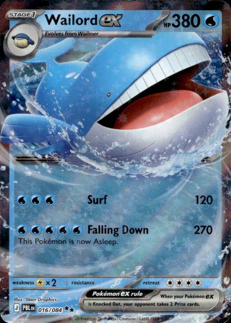Wailord ex - 016/084 | Near Mint / English / Holofoil