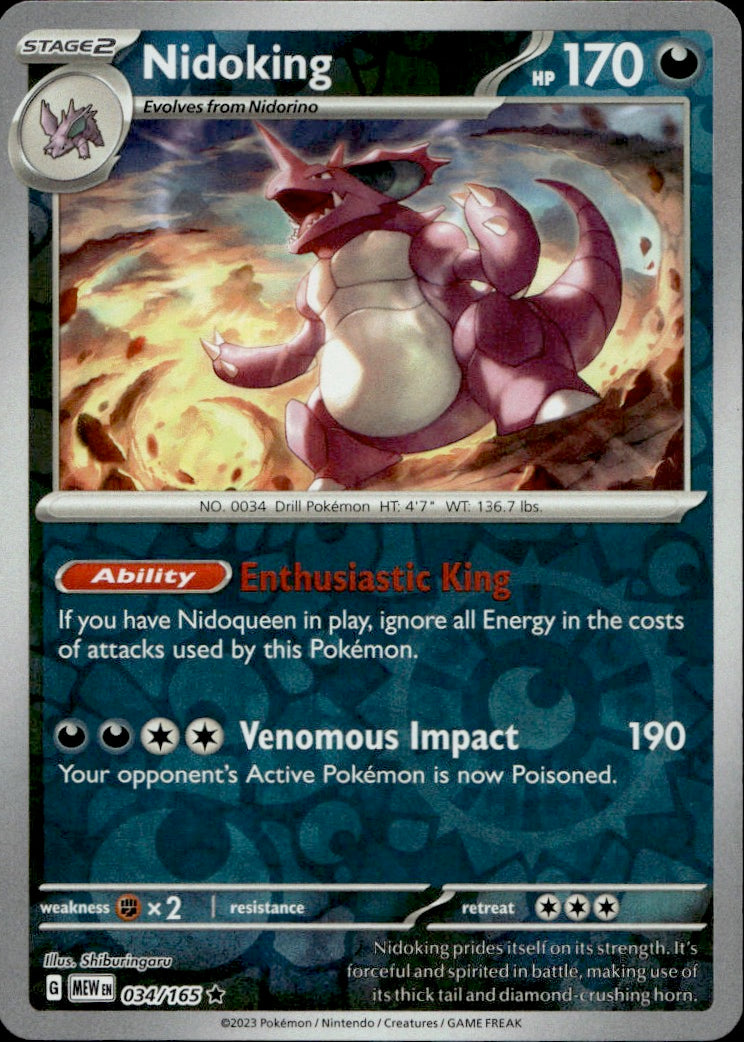 Nidoking - 034/165 | Near Mint / English / Reverse Holofoil