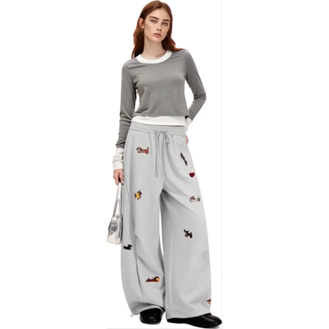 Aelfric Eden Embroidery Dog Baggy Barrel Sweatpants