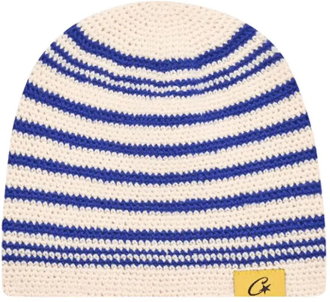 Corteiz Crochet Beanie Striped Blue