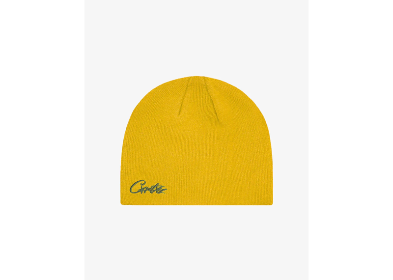Corteiz Allstarz Mini Logo Skully Beanie Yellow