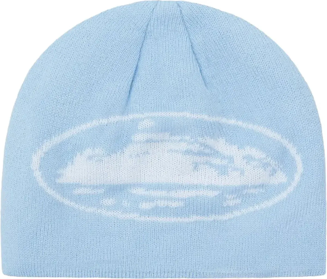 Corteiz Alcatraz Skully Beanie Baby Blue